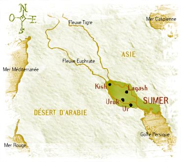 en jaune, le pays de Sumer