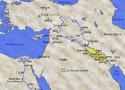 en jaune, le pays de Sumer